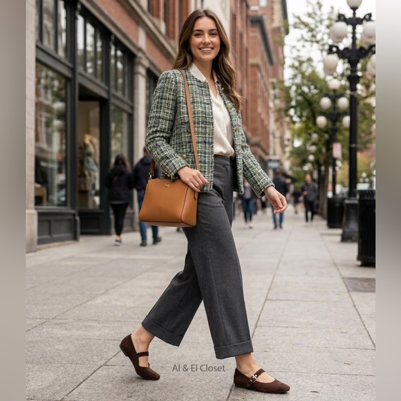 DV by Dolce Vita Mauryce Brown Faux Suede Mary Jane Flats Gold Buckle Size 8 NWT - Picture 3 of 11